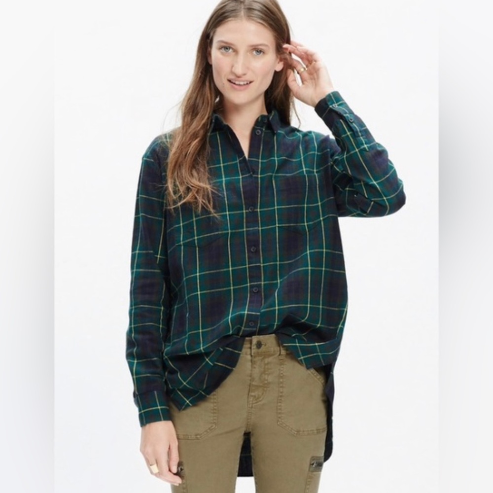 Madewell Women's Oversized Irwin‎ Plaid Boyshirt Sz M